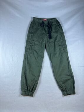 Unionbay Cargo Jogger Pants Womens 5 Olive Green Belted Waist Tapered Utility